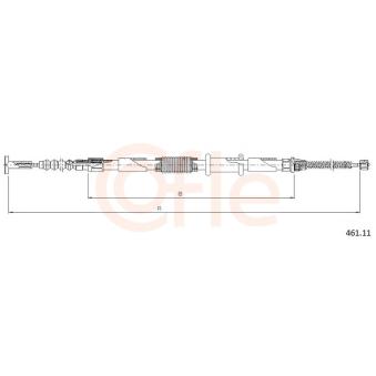 Tirette à câble, frein de stationnement COFLE 461.11 pour FORD TRANSIT CUSTOM 1.9 D - 65cv