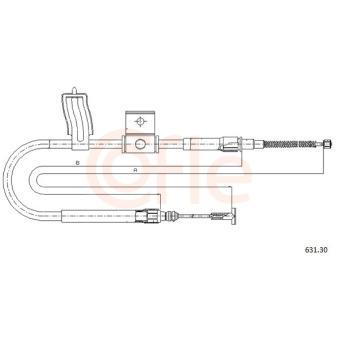 Tirette à câble, frein de stationnement COFLE 631.30 pour RENAULT R19 1.9 D - 63cv