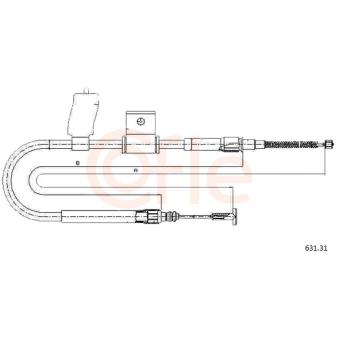 Tirette à câble, frein de stationnement COFLE 631.31 pour RENAULT R19 1.9 D - 63cv