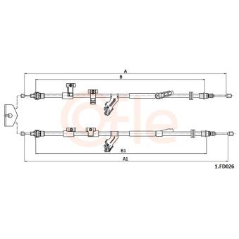 Tirette à câble, frein de stationnement COFLE 92.1.FD026 pour FORD KUGA 1.5 EcoBoost E85 - 150cv
