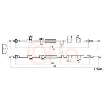 Tirette à câble, frein de stationnement COFLE 92.1.FD029 pour PEUGEOT 307 1.5 EcoBlue - 101cv