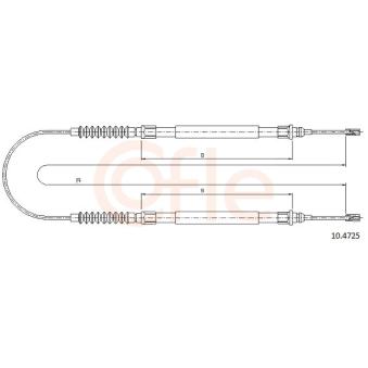 Tirette à câble, frein de stationnement COFLE 92.10.4725 pour FORD TRANSIT CUSTOM 2.0 - 110cv