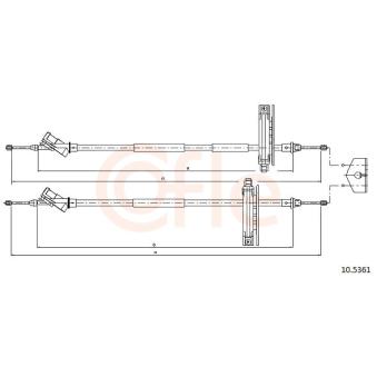 Tirette à câble, frein de stationnement COFLE 92.10.5361 pour AUDI 50 1.6 - 100cv