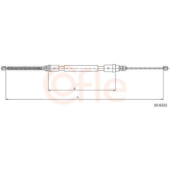 Tirette à câble, frein de stationnement COFLE 92.10.6221 pour KIA OPIRUS 1.8 16V - 110cv