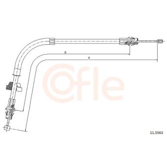 Tirette à câble, frein de stationnement COFLE 92.11.5563 pour FORD TRANSIT 2.0 DI - 75cv