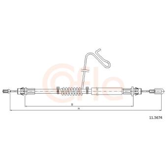 Tirette à câble, frein de stationnement COFLE 92.11.5674 pour FORD TRANSIT 2.2 TDCi - 100cv