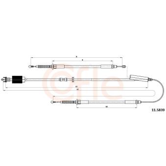 Tirette à câble, frein de stationnement COFLE 92.11.5839 pour CITROEN C35 1.7 CDTI - 110cv