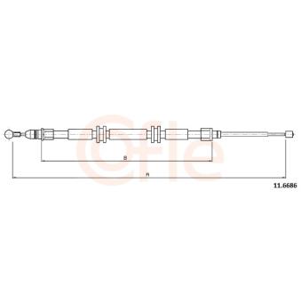 Tirette à câble, frein de stationnement COFLE 92.11.6686 pour RENAULT KANGOO 1.5 dCi - 91cv