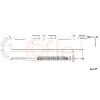 Tirette à câble, frein de stationnement COFLE 92.12.0706 pour FIAT STILO 1.4 16V - 95cv