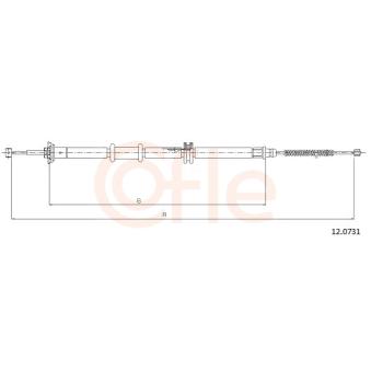 Tirette à câble, frein de stationnement COFLE 92.12.0731 pour OPEL KADETT 1.4 - 73cv
