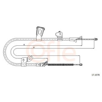 Tirette à câble, frein de stationnement COFLE 92.17.1078 pour TOYOTA YARIS 1.4 D-4D - 75cv