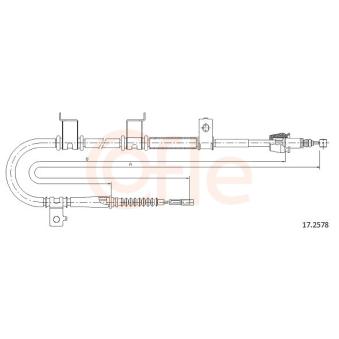 Tirette à câble, frein de stationnement COFLE 92.17.2578 pour HYUNDAI I30 1.4 - 109cv