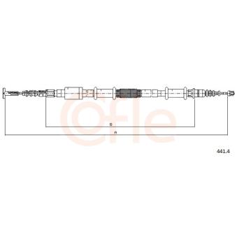Tirette à câble, frein de stationnement COFLE 92.441.4 pour SKODA RAPID 1.9 JTD - 110cv
