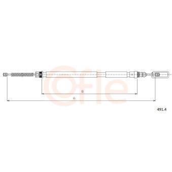 Tirette à câble, frein de stationnement COFLE 92.491.4 pour CITROEN JUMPY 1.9 TD - 92cv