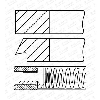 Jeu de segments de pistons GOETZE ENGINE 08-125607-00 pour MG MG 1.6 - 101cv