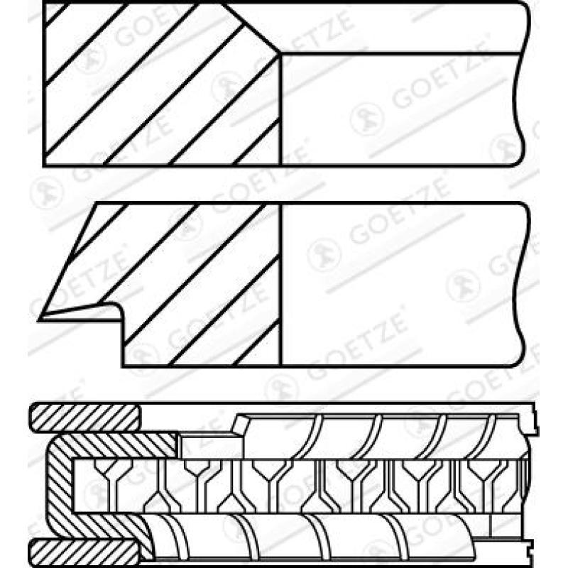 Jeu de segments de pistons GOETZE ENGINE 08-335100-10 - Visuel 1