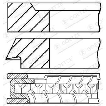 Jeu de segments de pistons GOETZE ENGINE [08-407722-10]