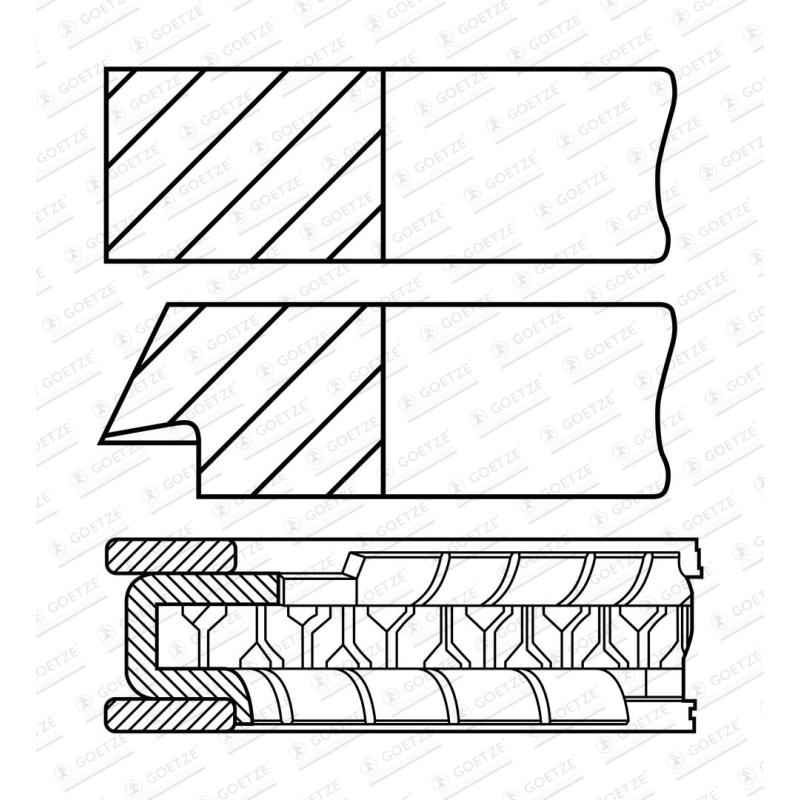 Jeu de segments de pistons GOETZE ENGINE 08-423900-00 - Visuel 1