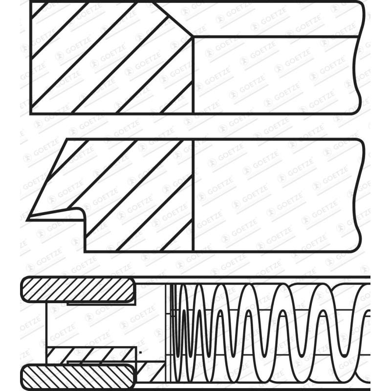 Jeu de segments de pistons GOETZE ENGINE 08-424707-00 - Visuel 1