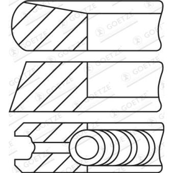Jeu de segments de pistons GOETZE ENGINE 08-435200-00 pour FORD CAPRI 2.3 CDTI - 110cv