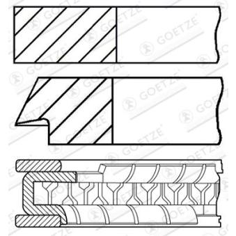 Jeu de segments de pistons GOETZE ENGINE 08-435907-00