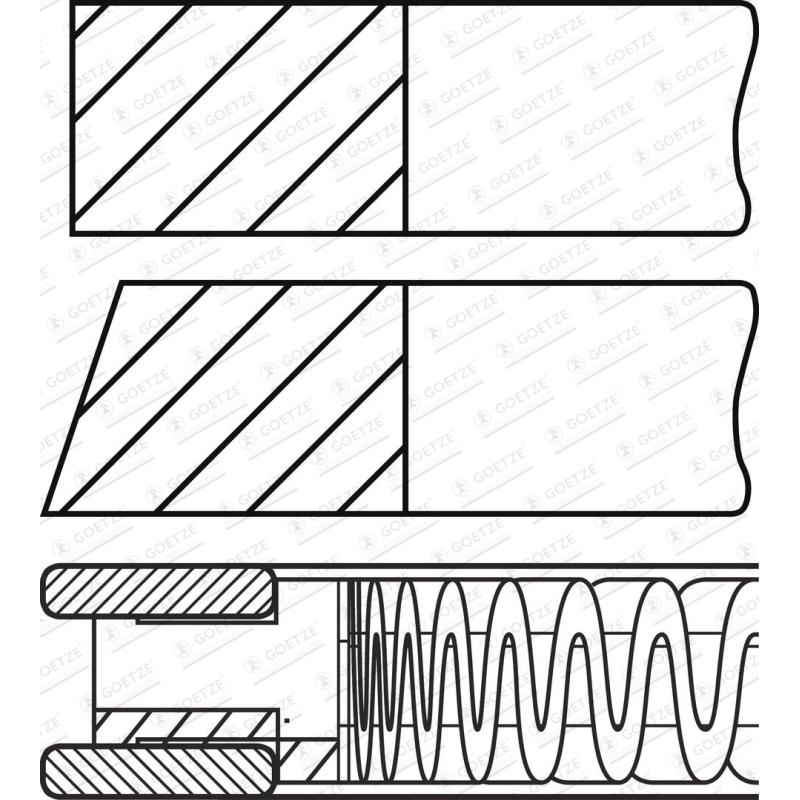 Jeu de segments de pistons GOETZE ENGINE 08-437707-00 - Visuel 1