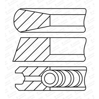 Jeu de segments de pistons GOETZE ENGINE 08-443400-00 pour HYUNDAI IX35 E 350 BlueTEC - 252cv