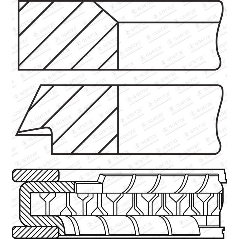 Jeu de segments de pistons GOETZE ENGINE 08-451606-00 - Visuel 1