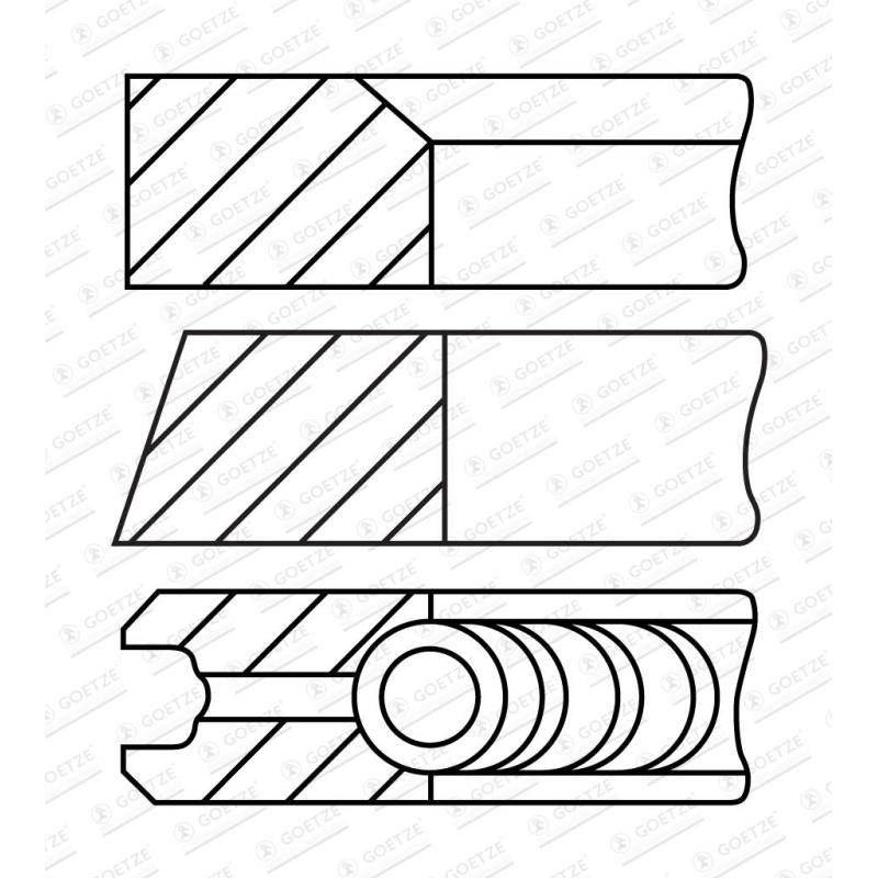 Jeu de segments de pistons GOETZE ENGINE 08-452907-00 - Visuel 1