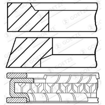 Jeu de segments de pistons GOETZE ENGINE 08-786800-00 pour LANCIA DELTA 1.6 i - 90cv