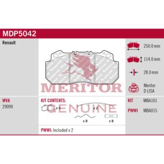 Jeu de 4 plaquettes de frein avant MERITOR OEM 5001831161 Jeu de 4 plaquettes de frein avant MERITOR OEM 5001831161