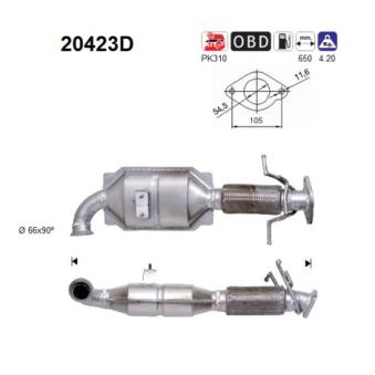Catalyseur AS 20423D pour FORD FOCUS 2.0 TDCi - 133cv