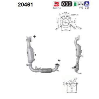 Catalyseur AS 20461 pour FORD B-MAX 1.0 EcoBoost - 140cv