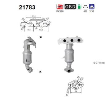 Catalyseur AS 21783 pour SUZUKI SPLASH 1.0 - 65cv
