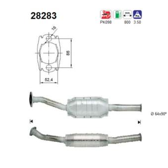 Catalyseur AS 28283 pour PEUGEOT PARTNER 1.4 - 75cv