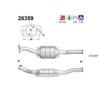 Catalyseur AS 28359 pour PEUGEOT PARTNER 1.4 - 75cv