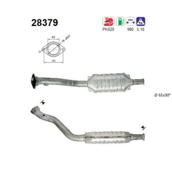 Catalyseur AS 28379 pour RENAULT R19 1.8 16V - 110cv Catalyseur AS 28379 pour RENAULT R19 1.8 16V - 110cv