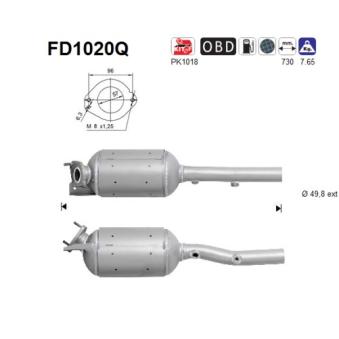 Filtre à particules / à suie, échappement AS OEM 8200561492