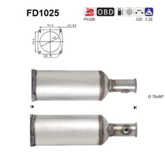 Filtre à particules / à suie, échappement AS OEM 174029