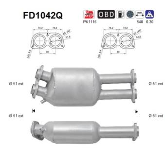 Filtre à particules / à suie, échappement AS [FD1042Q]