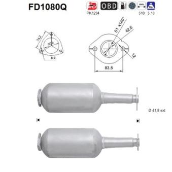 Filtre à particules / à suie, échappement AS OEM 1422053K00H02 Filtre à particules / à suie, échappement AS OEM 1422053K00H02