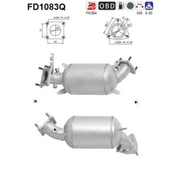 Filtre à particules / à suie, échappement AS OEM 18160rsse00