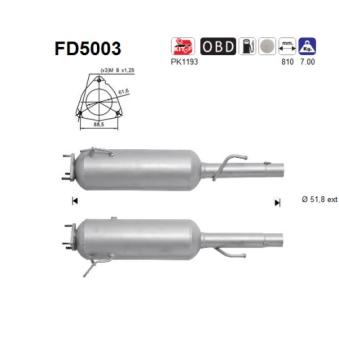 Filtre à particules / à suie, échappement AS OEM 51797133