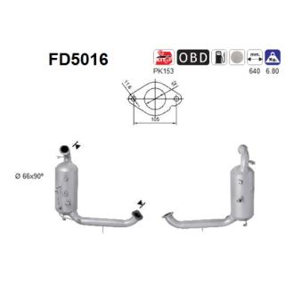 Filtre à particules / à suie, échappement AS [FD5016]