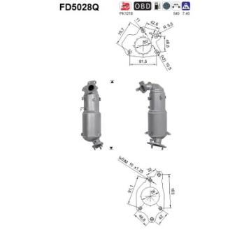 Filtre à particules / à suie, échappement AS OEM 18190RL0G00