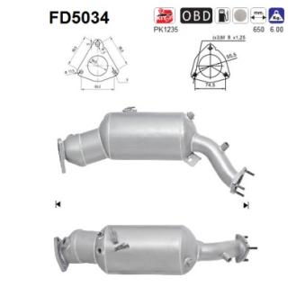 Filtre à particules / à suie, échappement AS [FD5034]