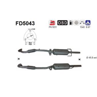 Filtre à particules / à suie, échappement AS FD5043