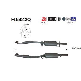 Filtre à particules / à suie, échappement AS FD5043Q