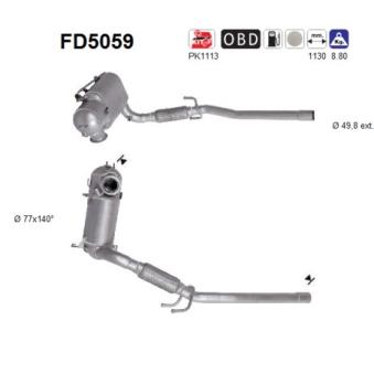 Filtre à particules / à suie, échappement AS [FD5059]