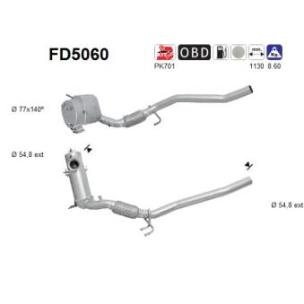 Filtre à particules / à suie, échappement AS [FD5060]